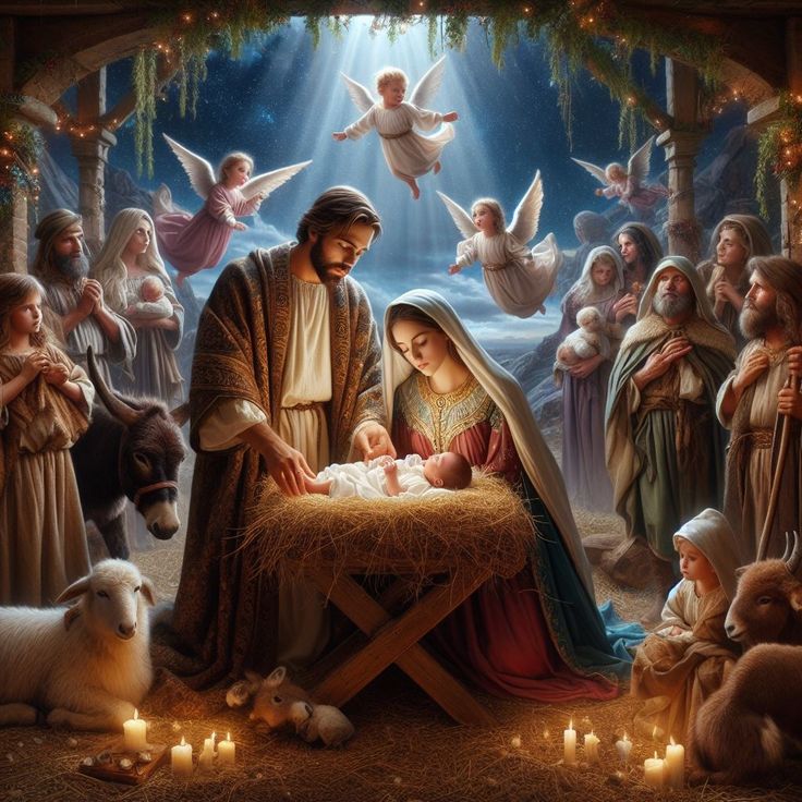 Oración Navideña Bajo la Estrella de Belén con la Virgen María San José y el Niño Jesús.